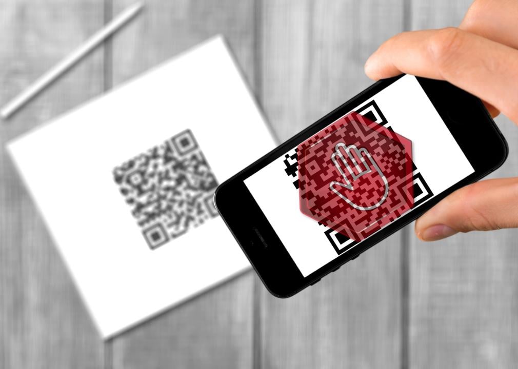 QR code scan with stop symbol on it.