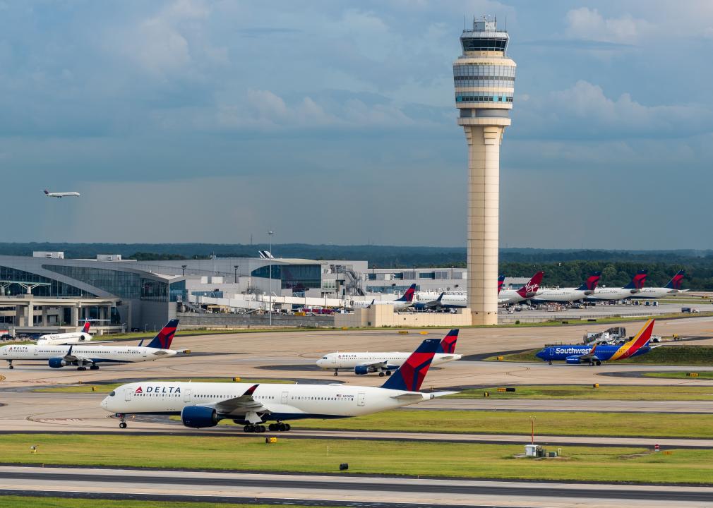 Hartsfield–Jackson Atlanta International Airport plane and tower.