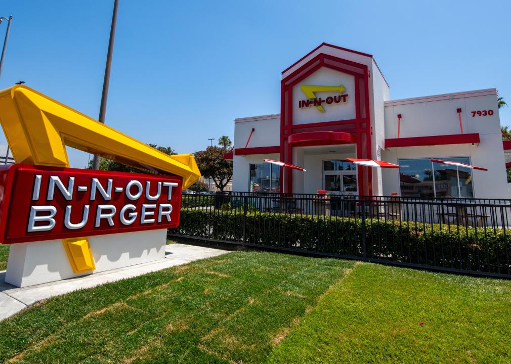 An In N Out restaurant burger store front.