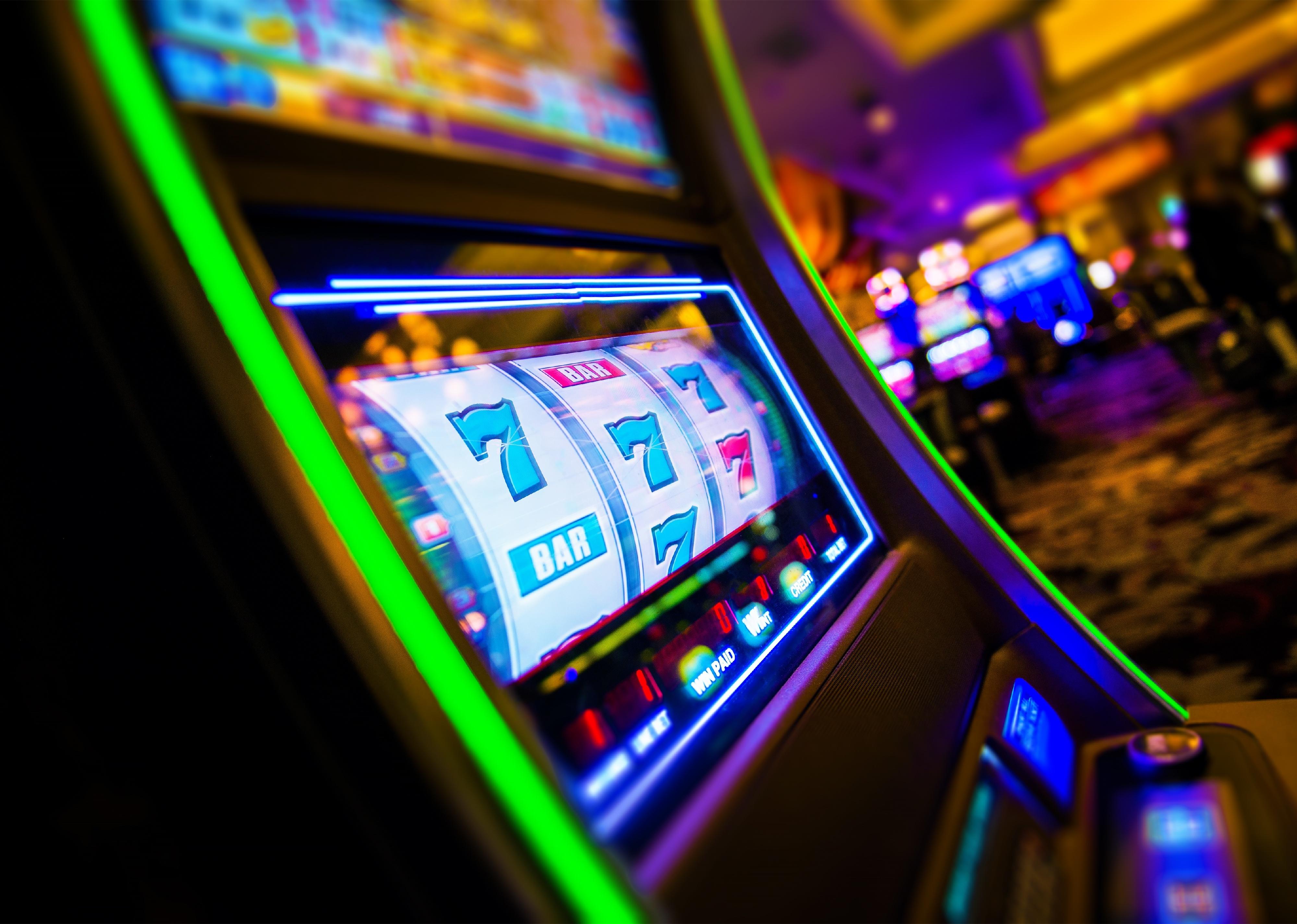 Side view of casino slot machine.