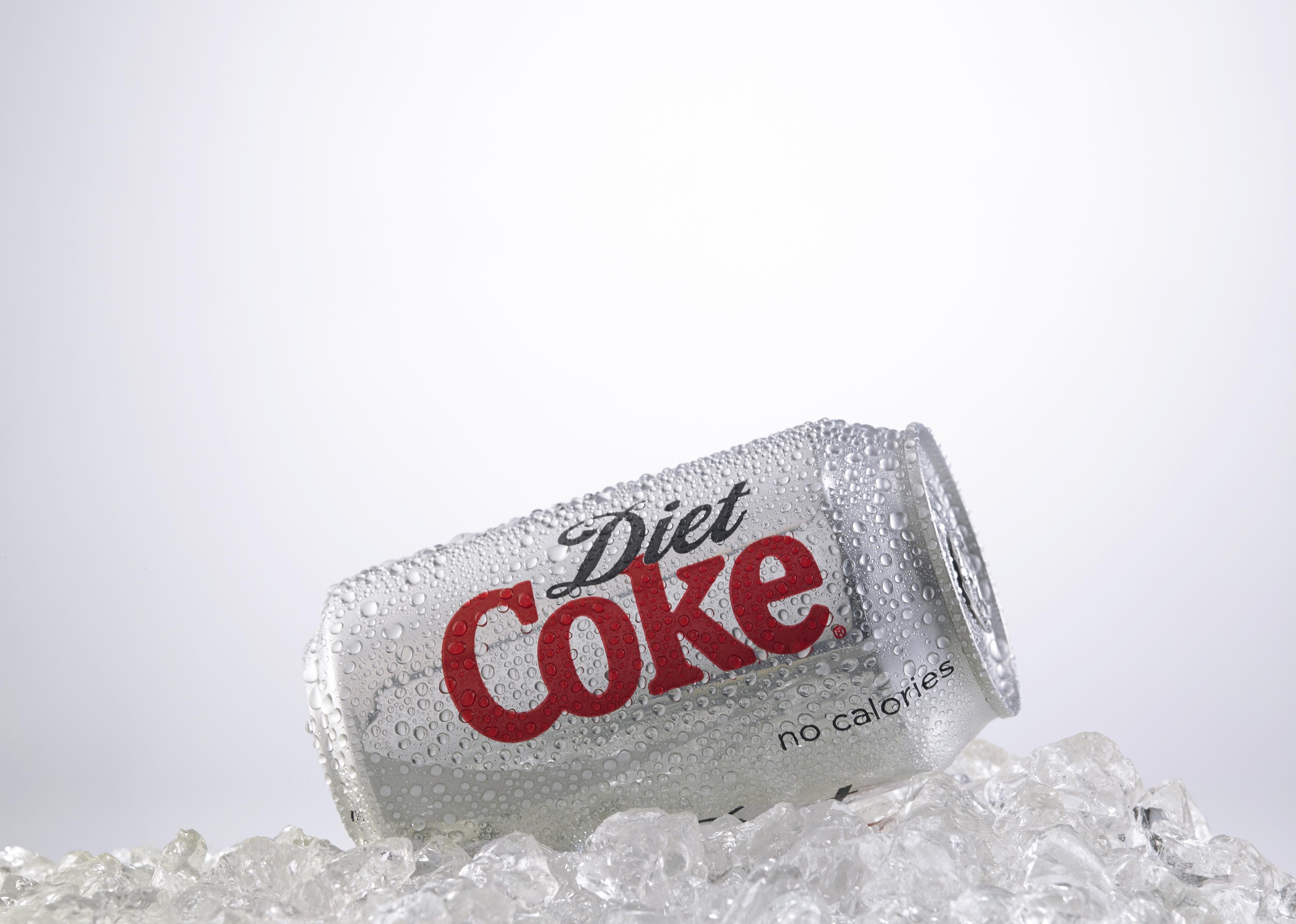 Can of Diet Coke on ice.