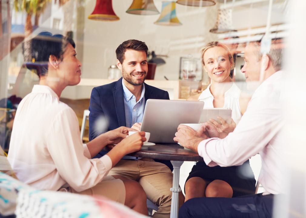 Business meeting in a cafe