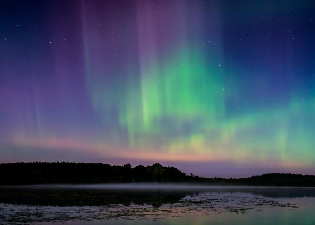The northern lights over a lake in Wisconsin.