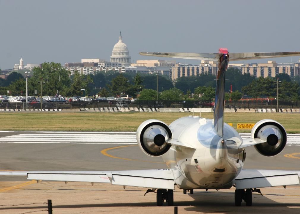United States Capitol and Reagan National Airport on a summer day.