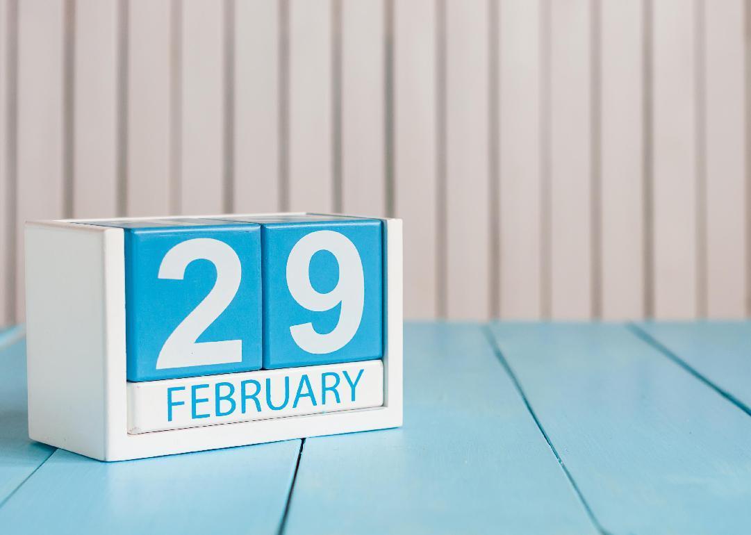 Calendar blocks displaying 29 February. 