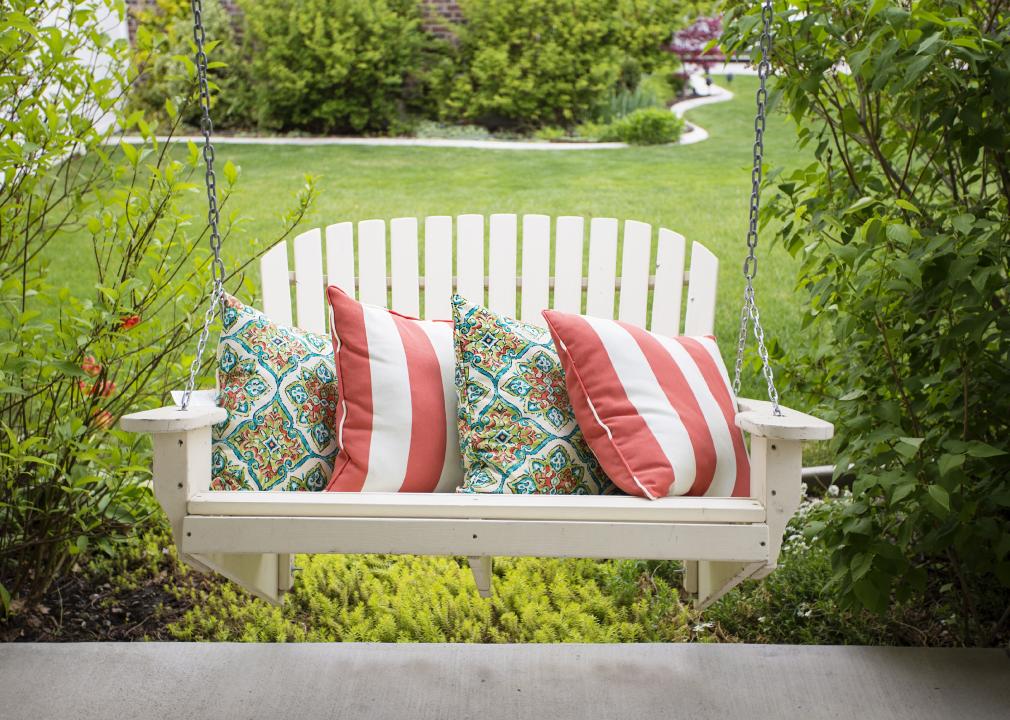 A hanging swing bench.