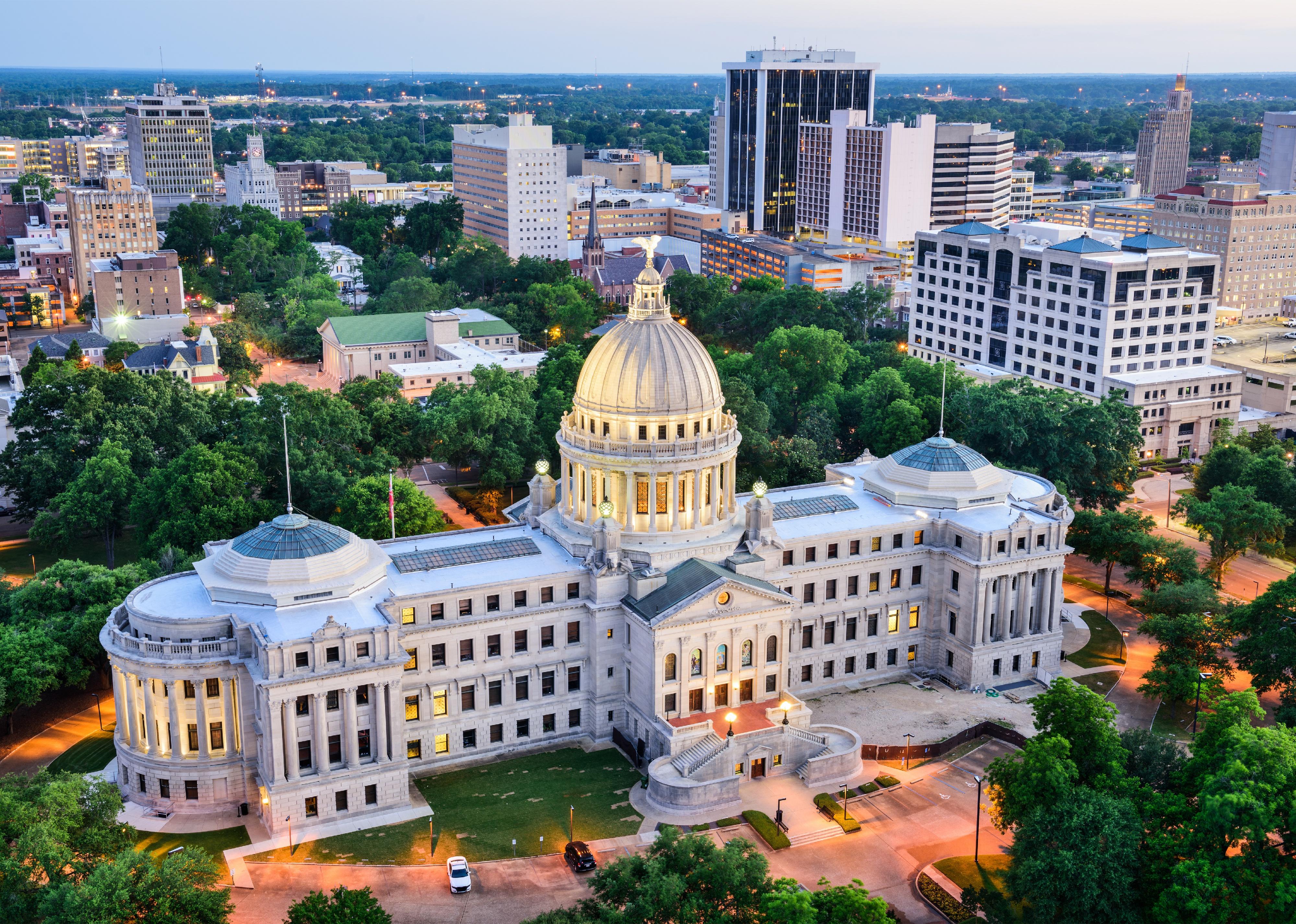 Jackson skyline over the Capitol Building.