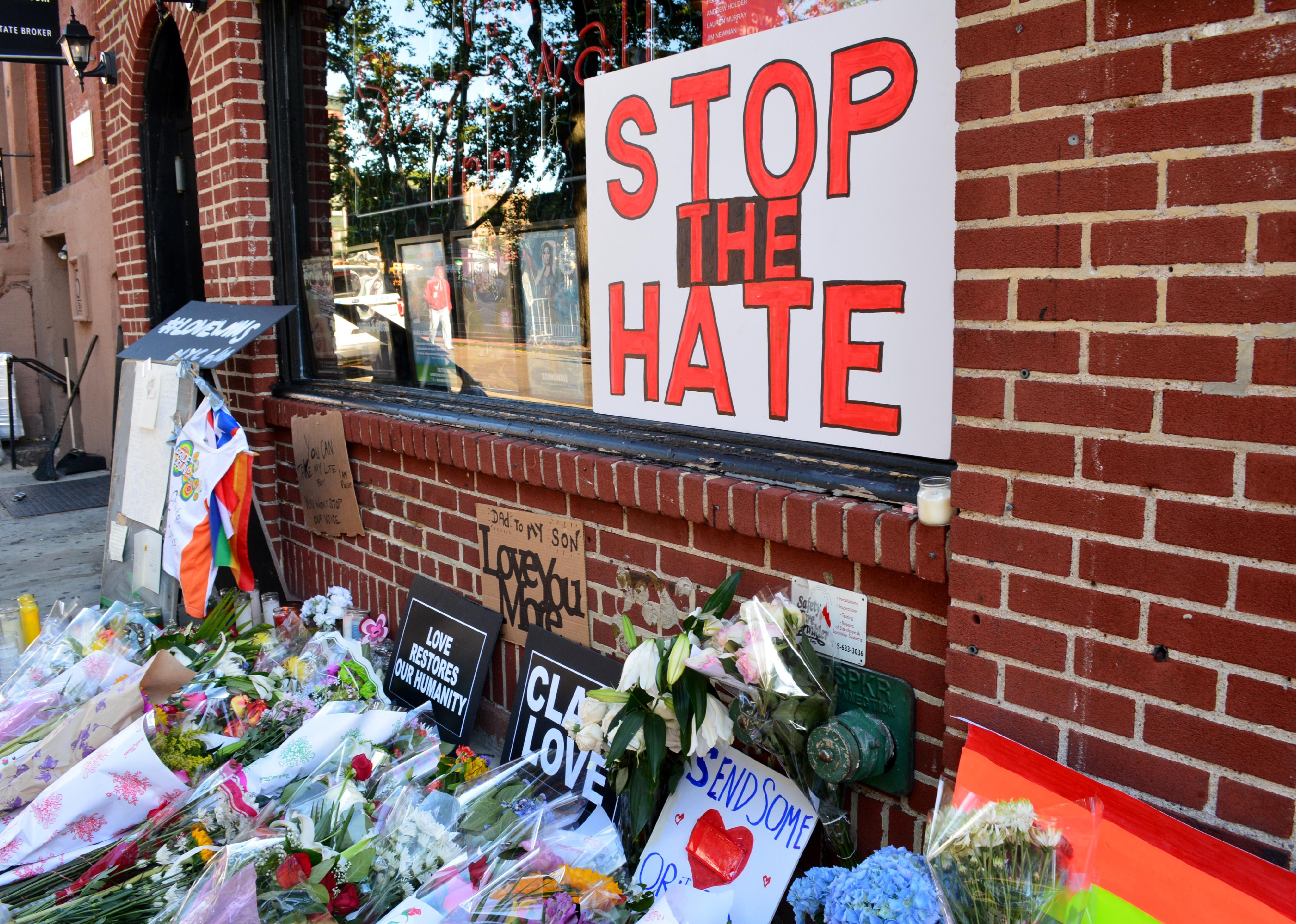 Memorial outside the landmark Stonewall Inn.