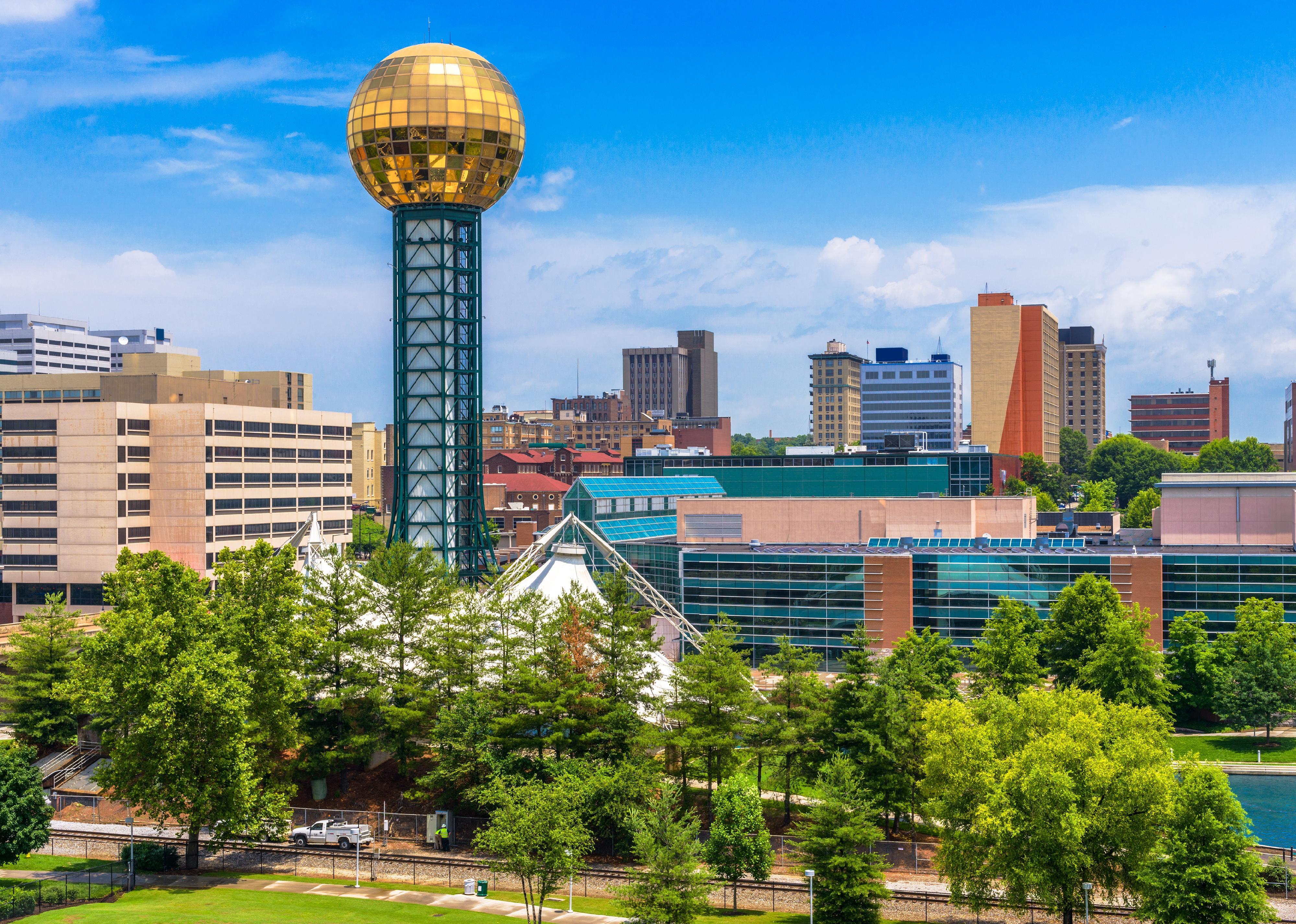 The Sunsphere is a prominent fixture in Knoxville's skyline.