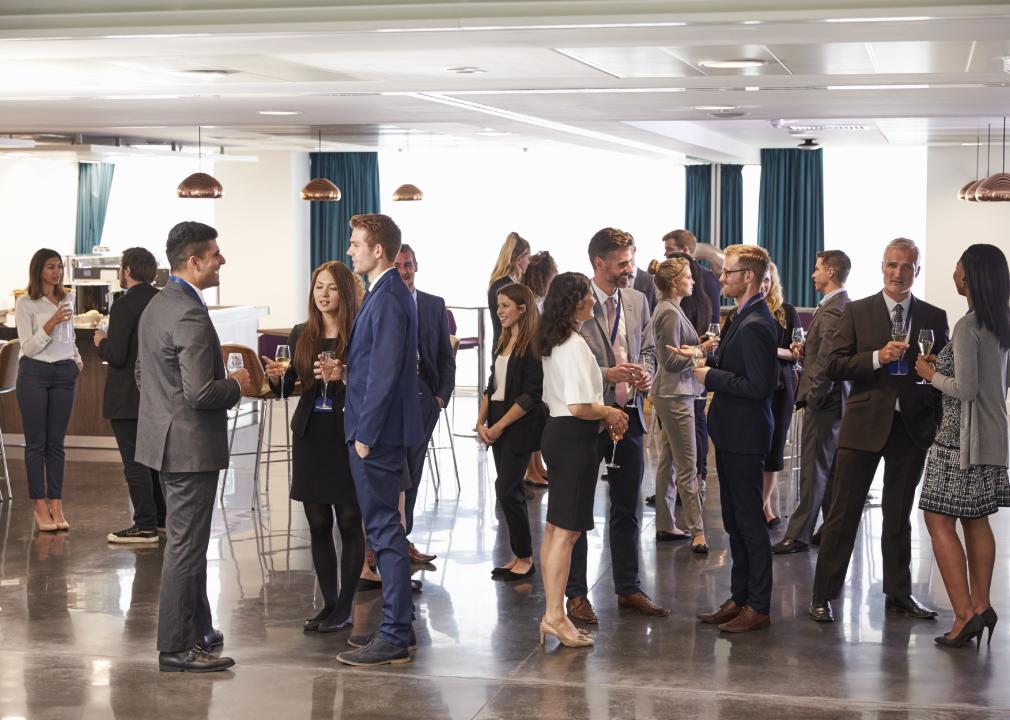 Group of attendees at an event networking.