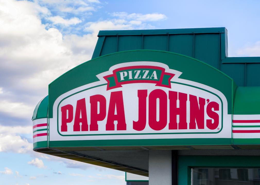 A close up of the Papa John's sign.