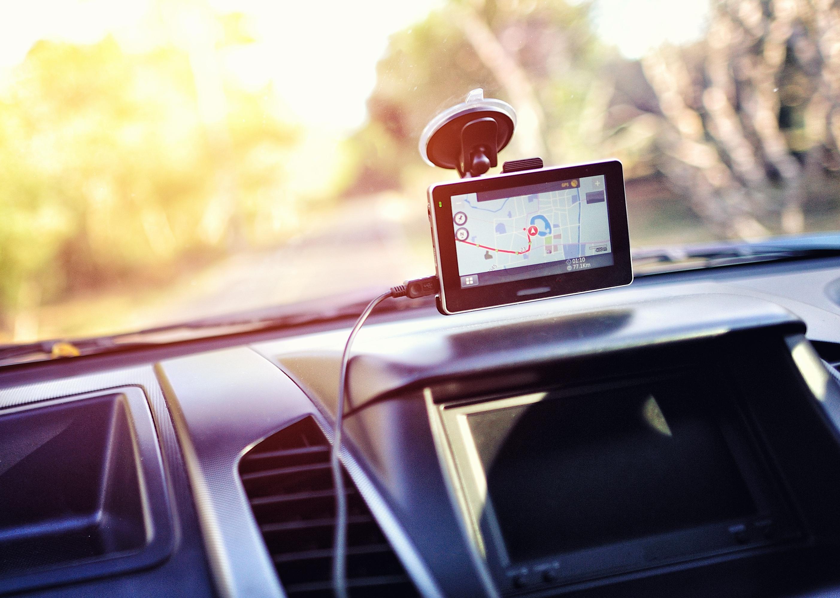 Close-up of gps navigation system In car