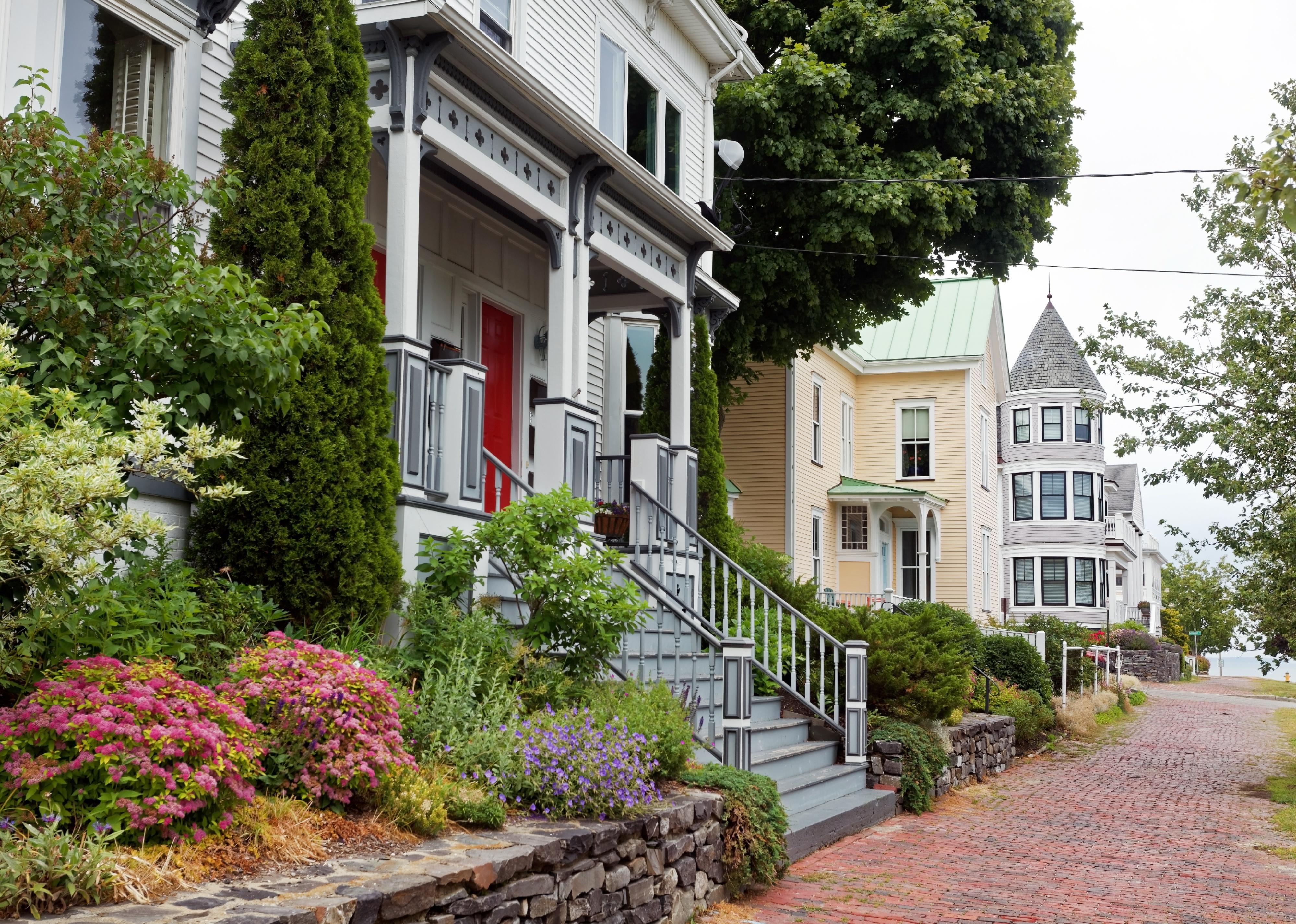 Residential neighborhood block in Portland, Maine.