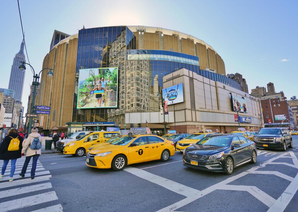Madison Square Garden, a multipurpose sports and concert arena, located above Penn Station in the Chelsea