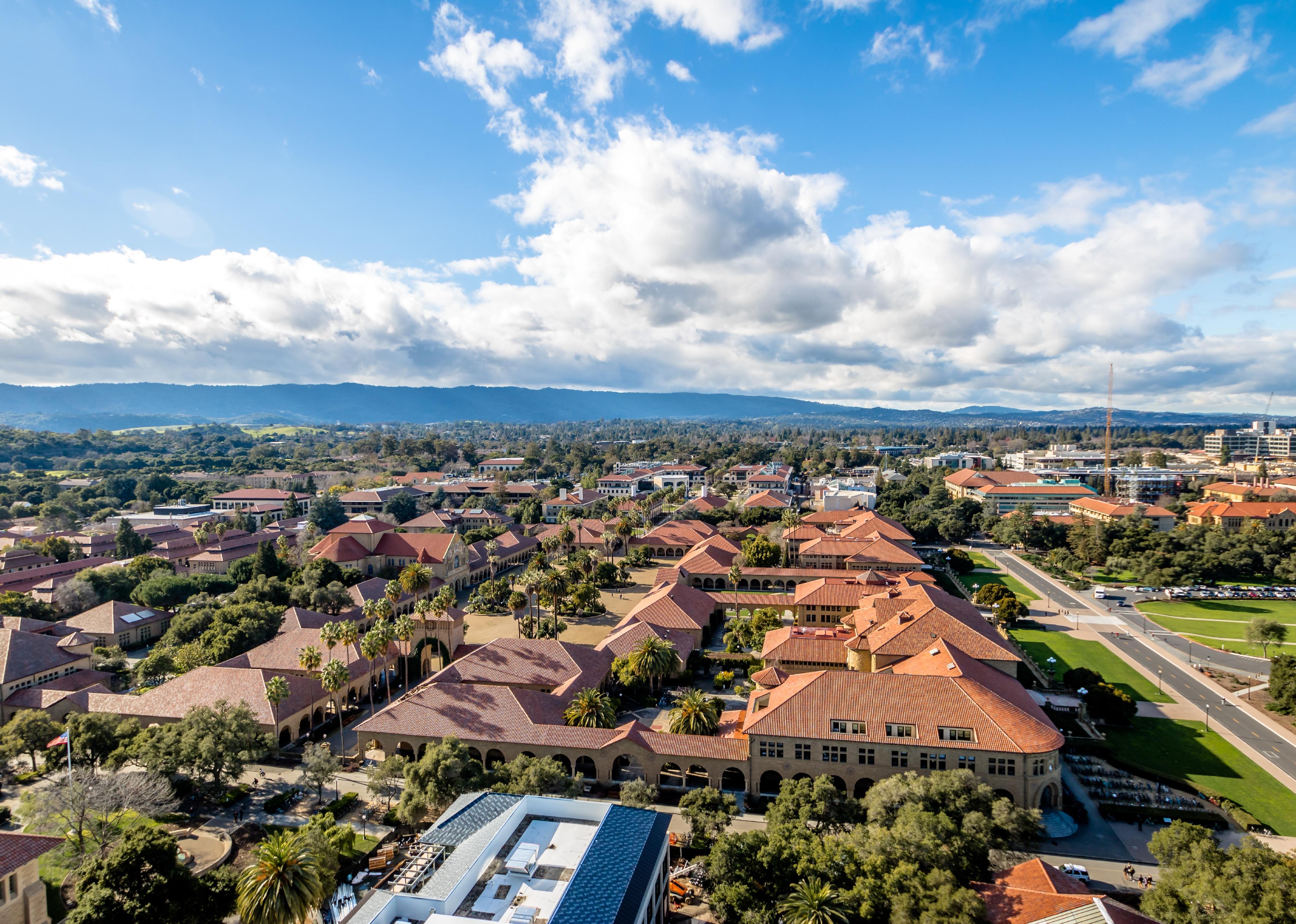 Aerial view of Stanford University Campus