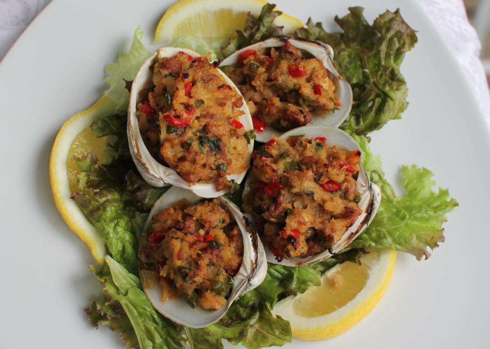 Stuffed Quahogs on a plate.