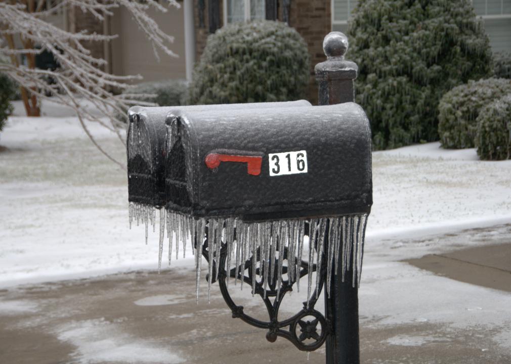 Mailbox after an ice storm.