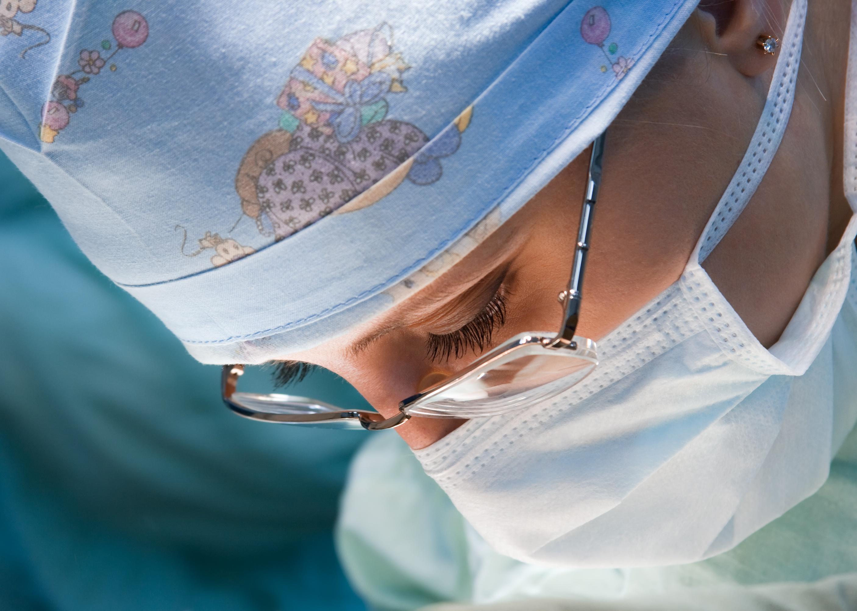 A pediatric surgeon at work.