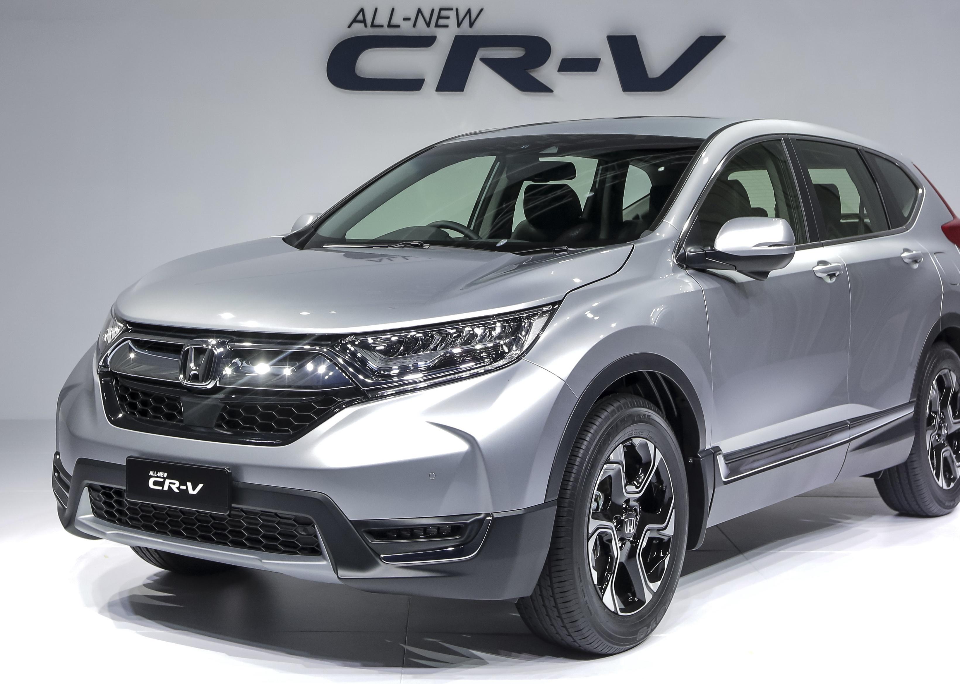 Silver Honda CR-V on display.