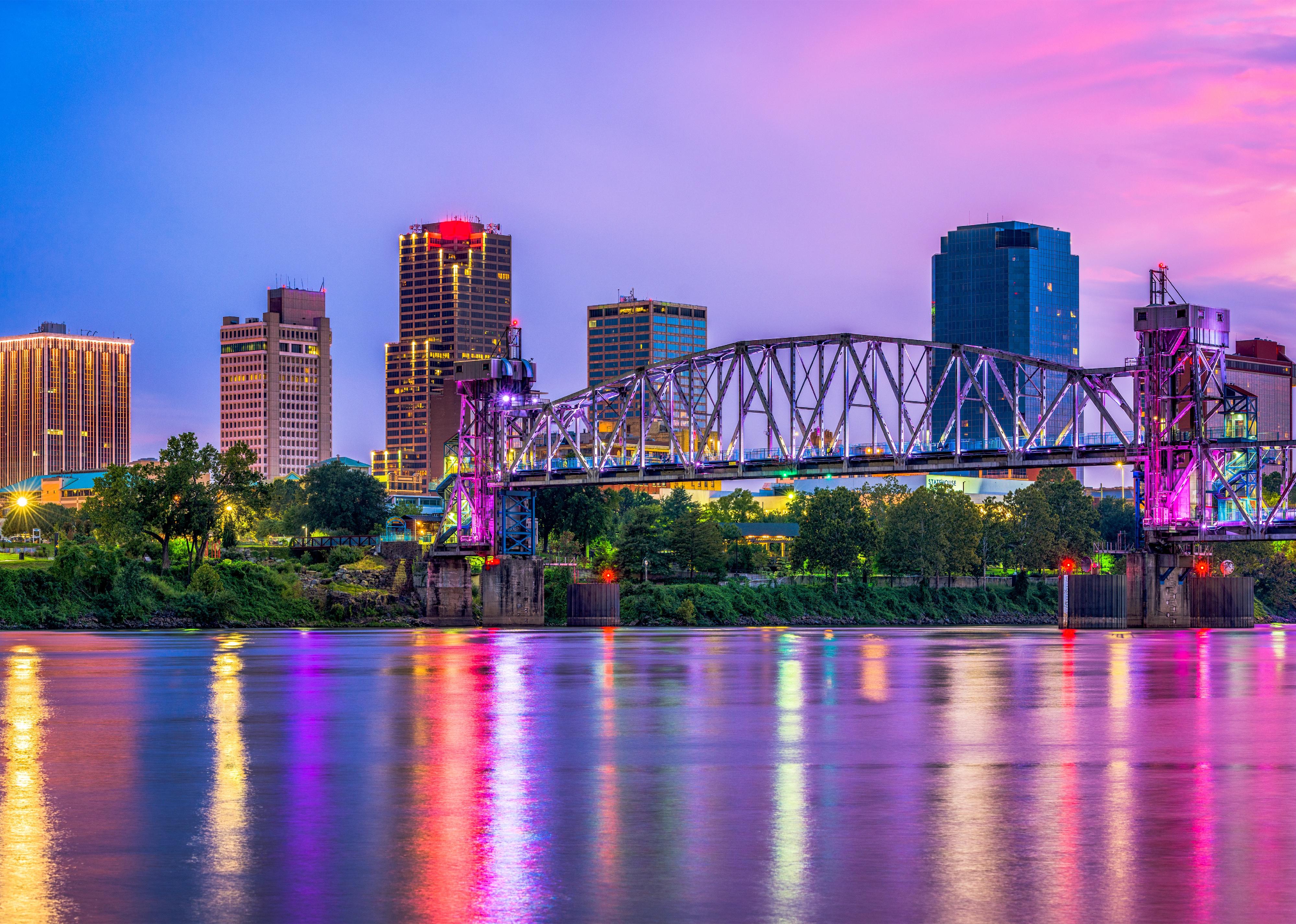 Little Rock, Arkansas, USA downtown skyline on the Arkansas River.