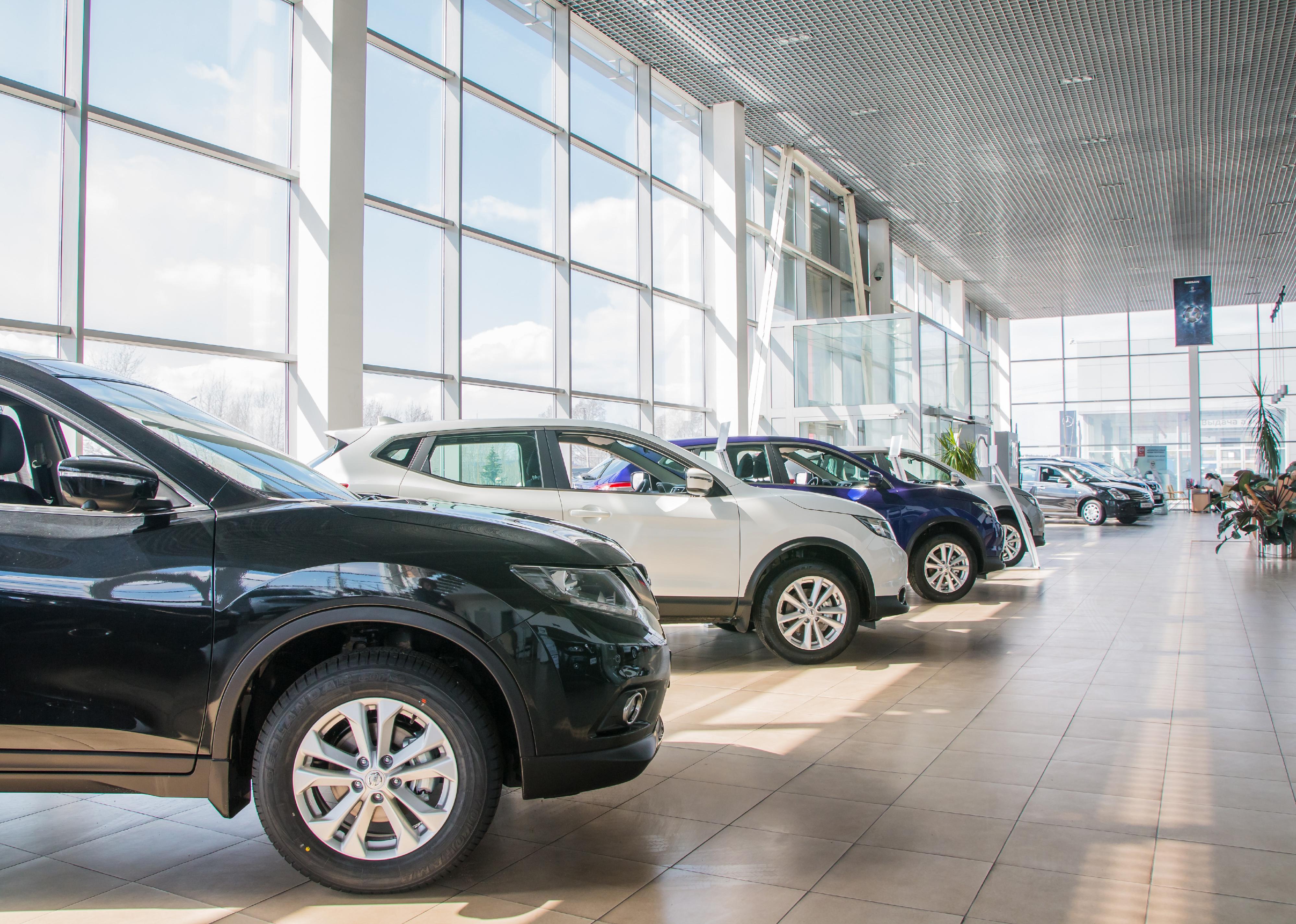 Showroom of a car dealership.