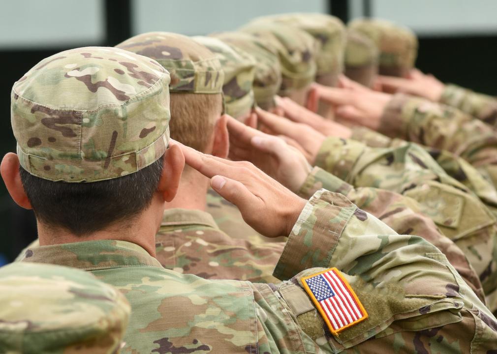 US soldiers giving salute.