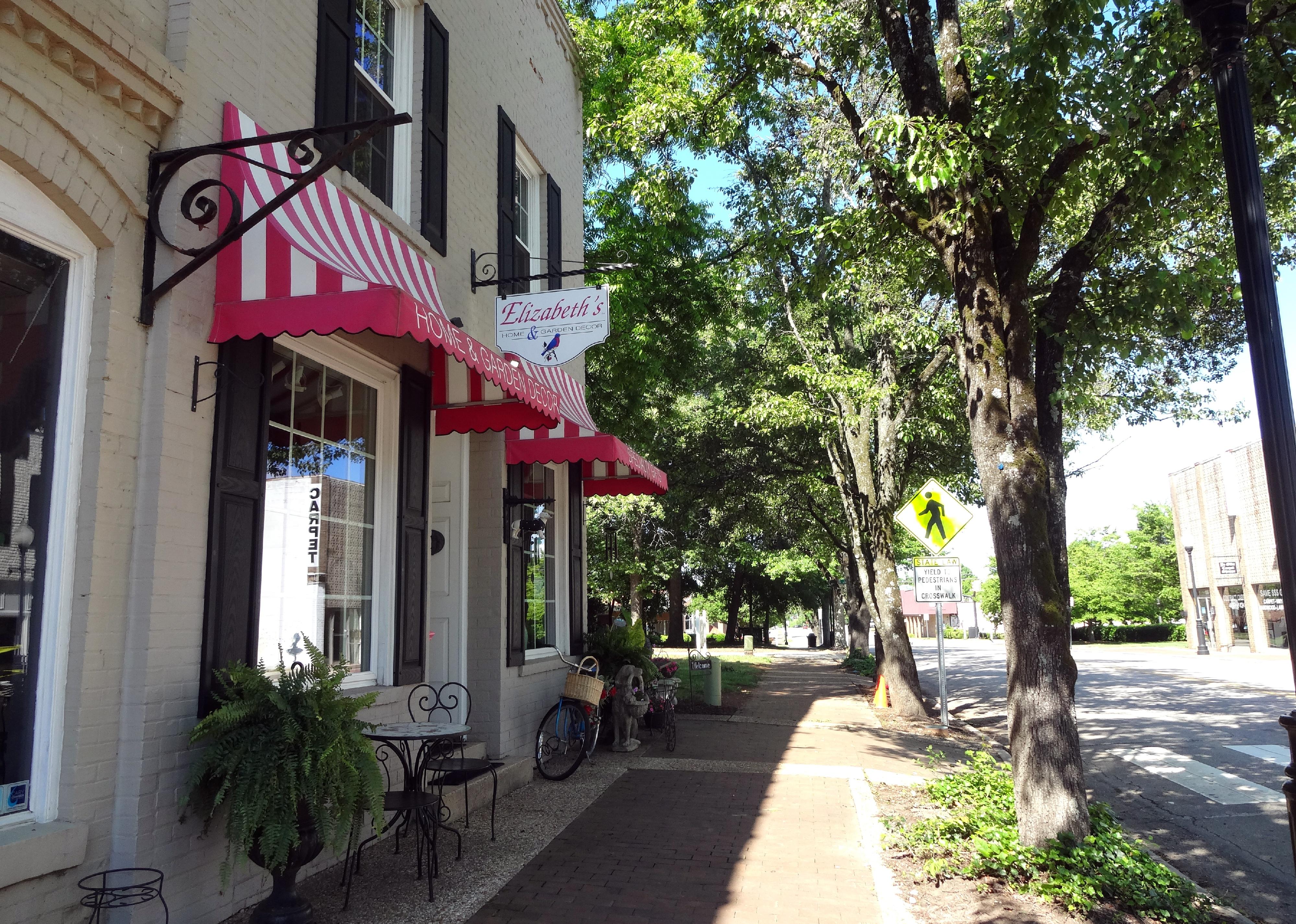 Shops line the sidewalks of downtown Cary.
