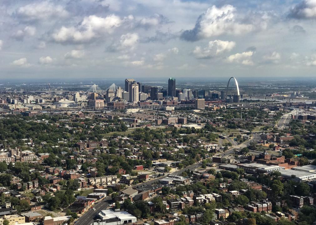 Aerial view of the city of St. Louis.