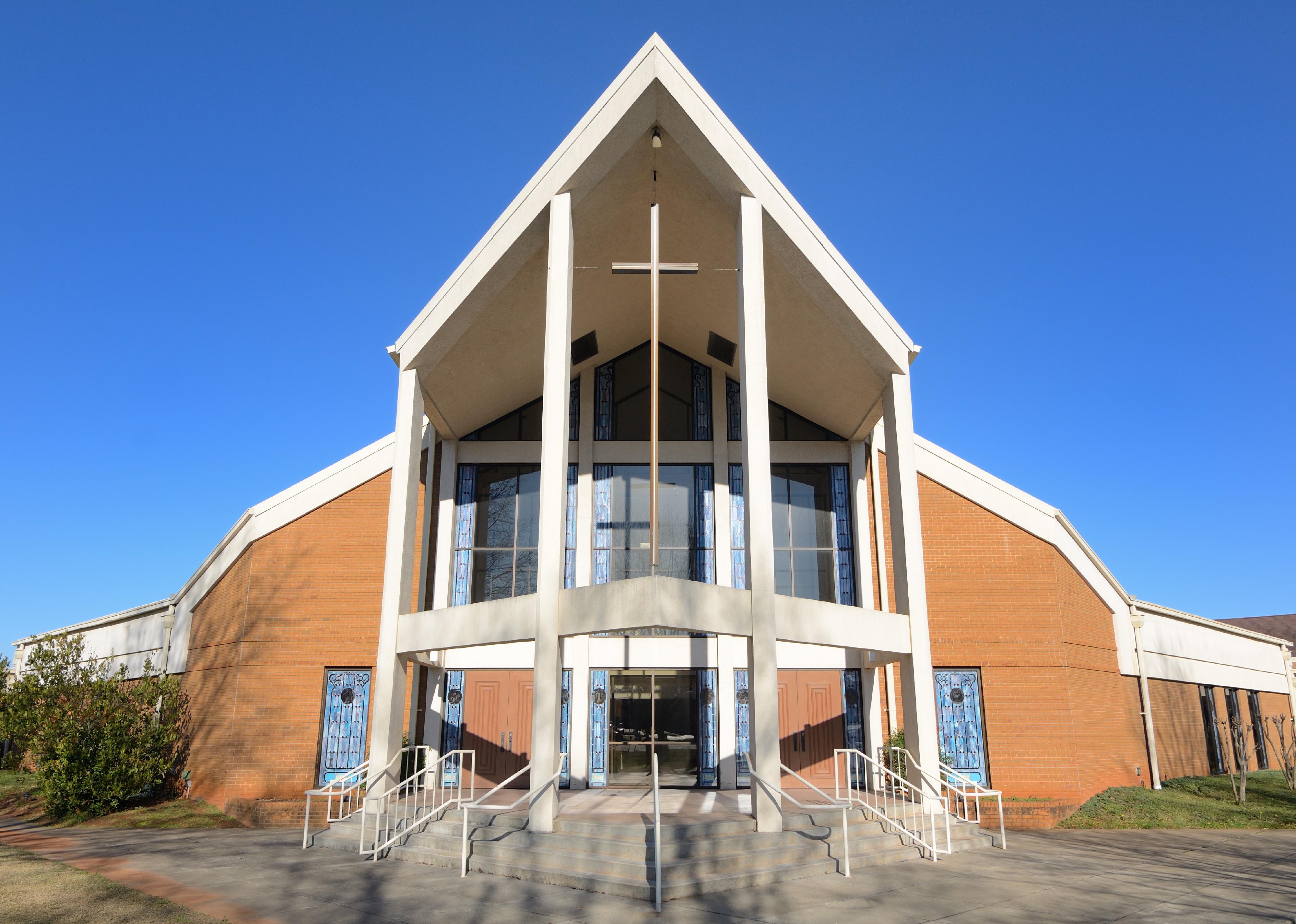 Modern church facade.