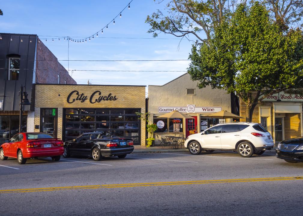 Small businesses on a main street.