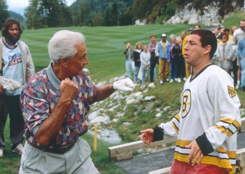 Bob Barker and Adam Sandler in a scene from "Happy Gilmore"