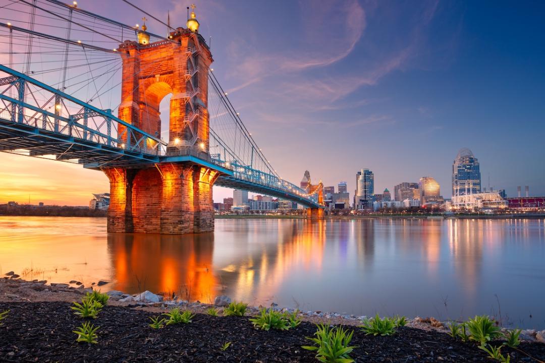 Downtown skyline of Cincinnati, Ohio, with the buildings