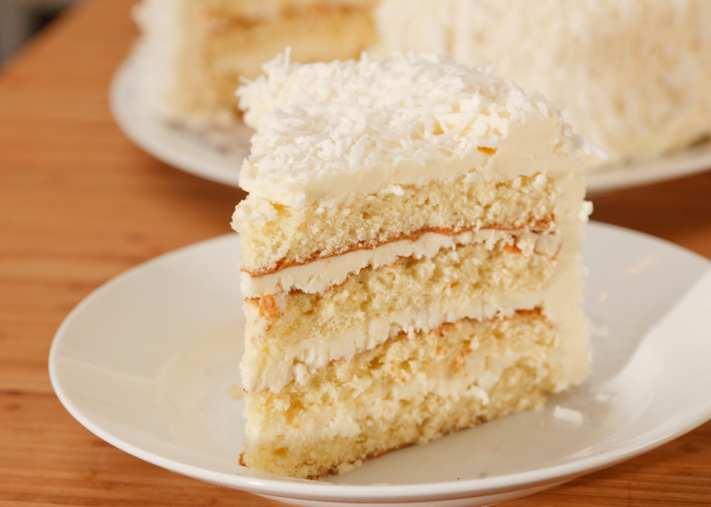 A slice of coconut cake.