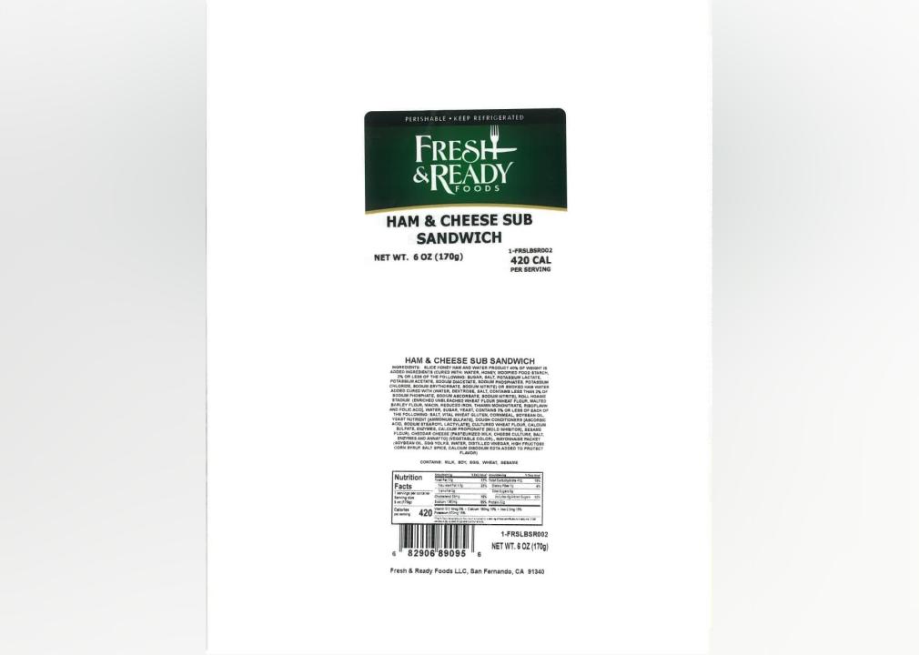 Ham and cheese club sandwich label