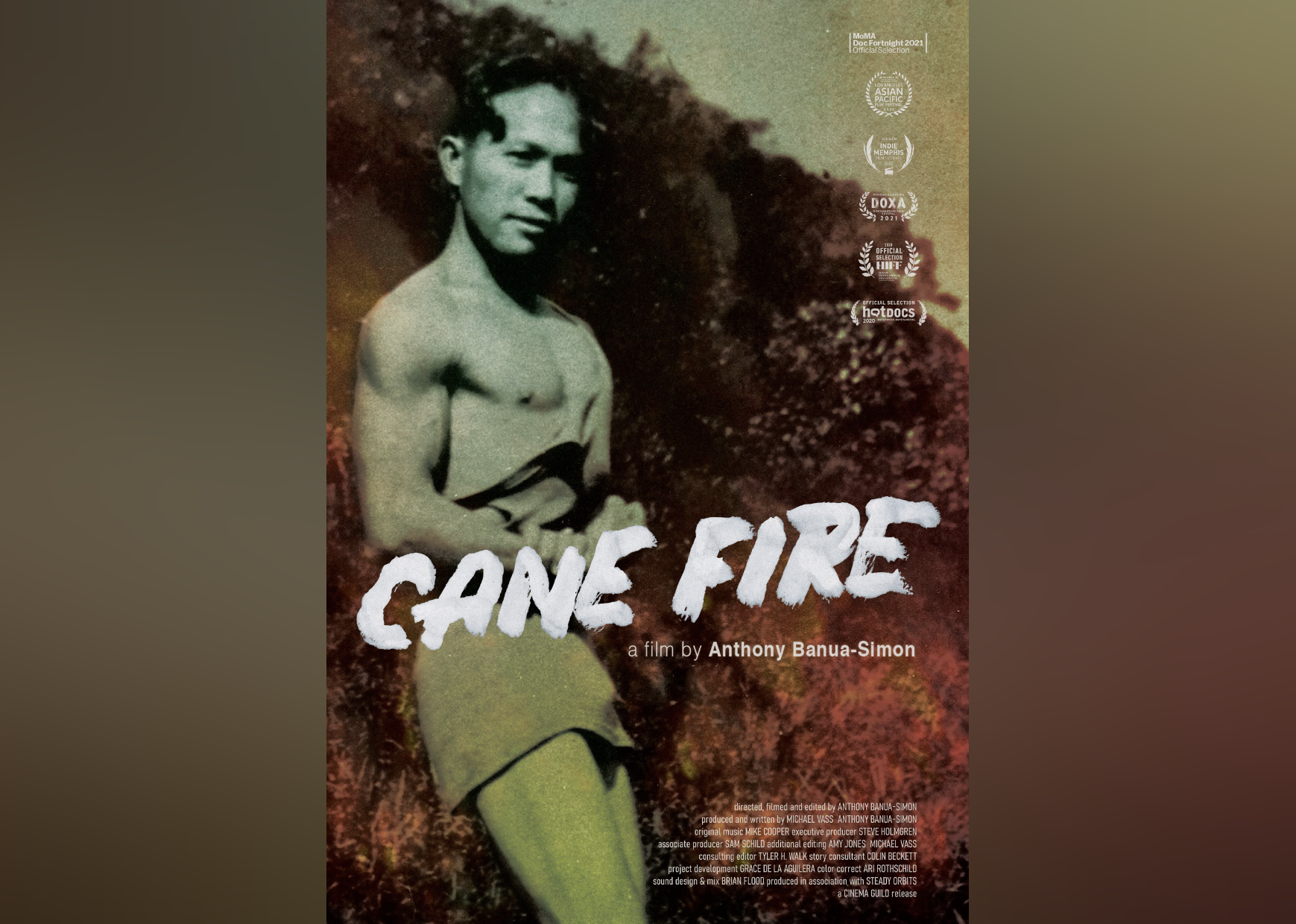The promotional poster for the film "Cane Fire".