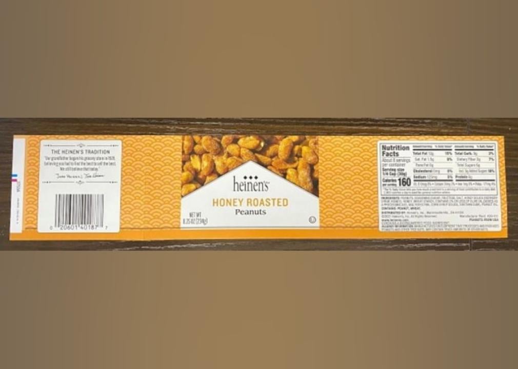 Honey roasted peanuts Label for honey roasted peanuts.