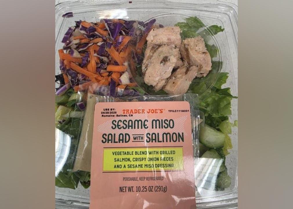 Sesame miso salad with salmon Salmon salad from Trader Joe's.