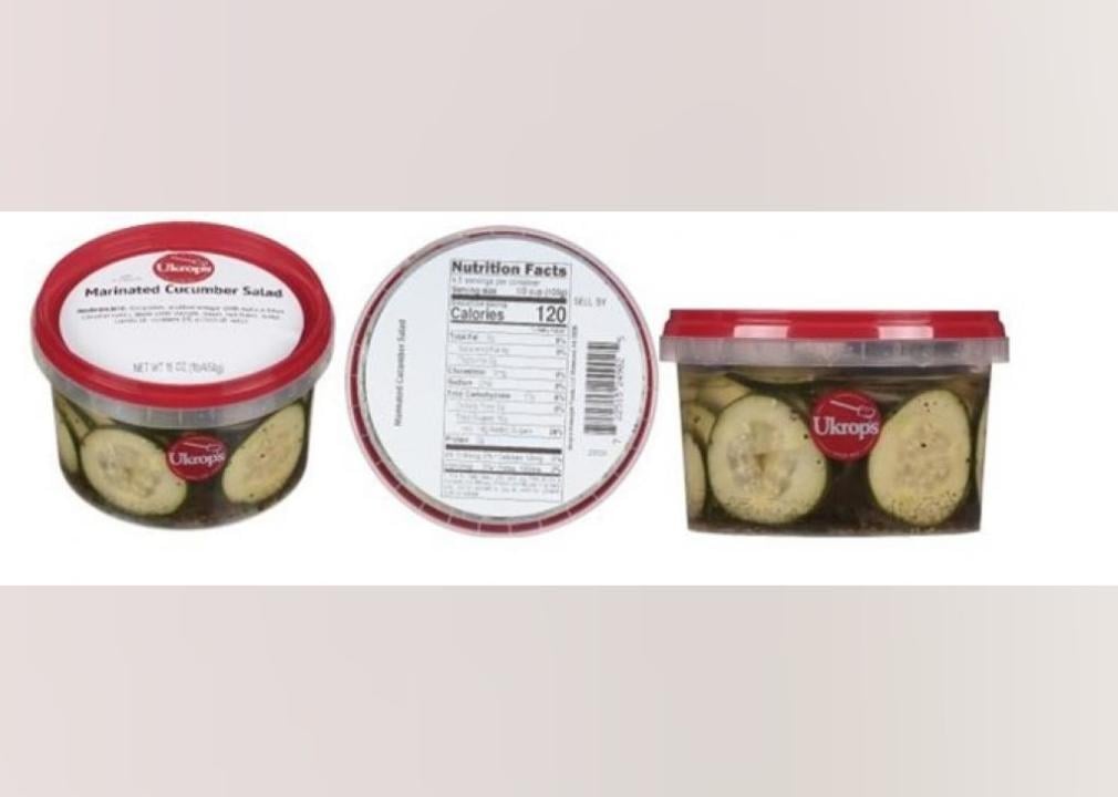 Cucumber salad container from three angles