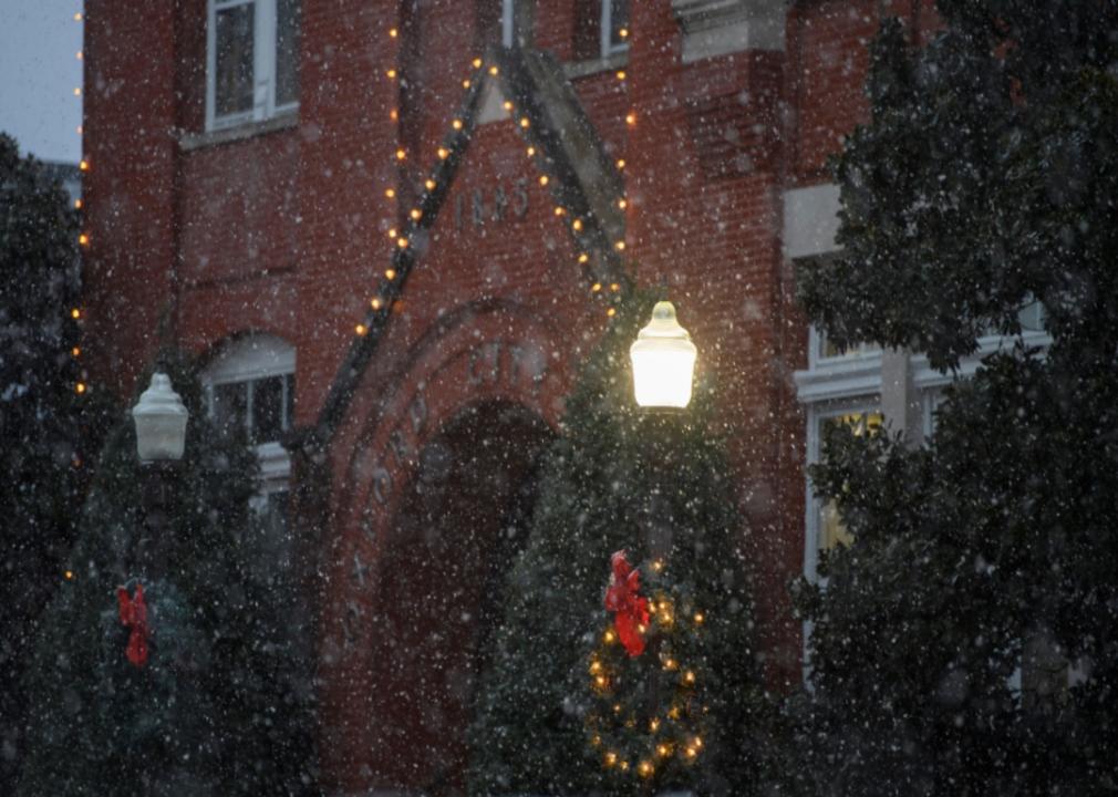 A home decorated for Christmas.