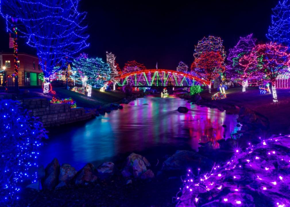 A lights display in a park.