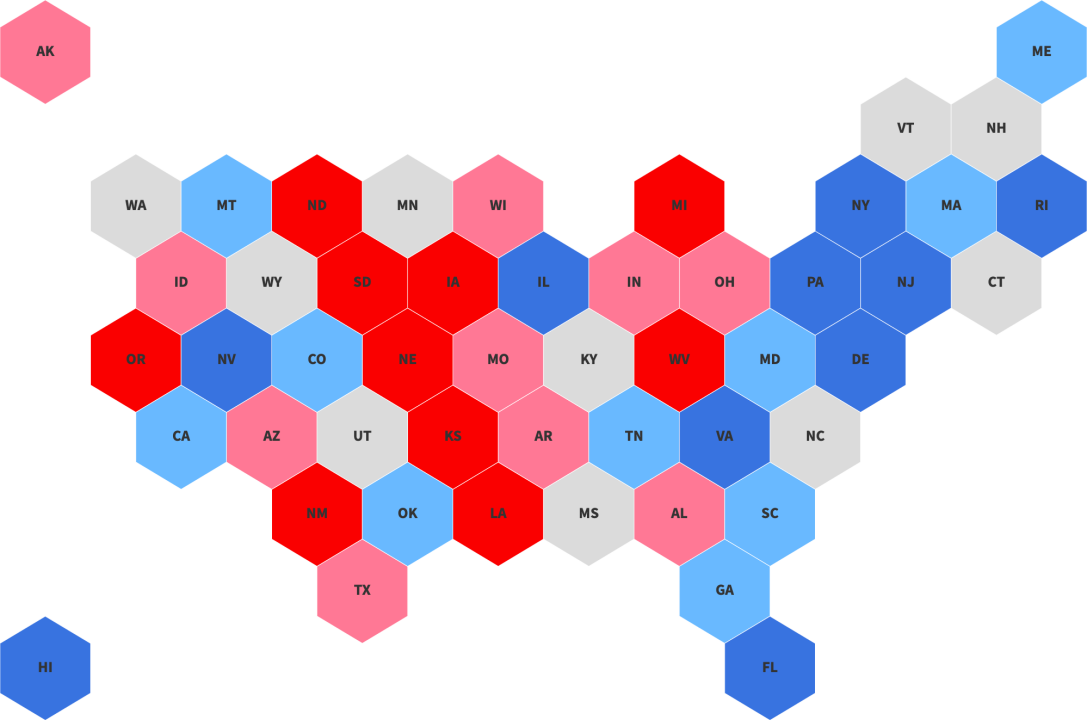 Map of states showing which areas are most impacted by tariffs.