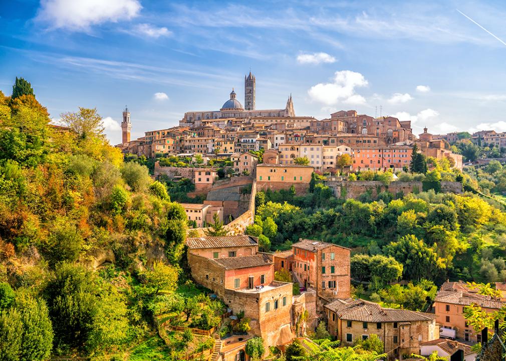 A view of the downtown skyline in Siena, Italy.