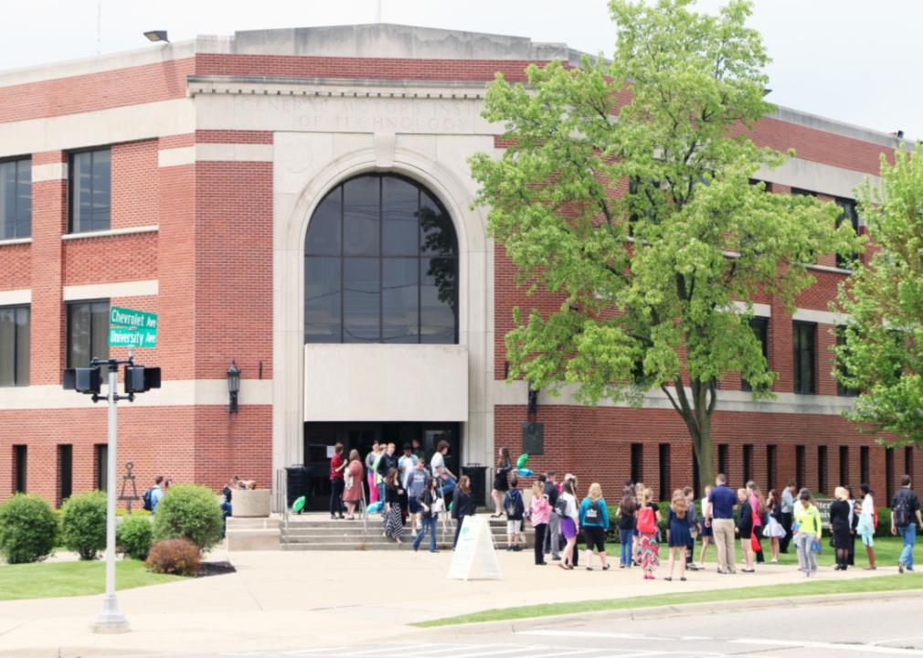 #35. Kettering University Students in front of Kettering University.