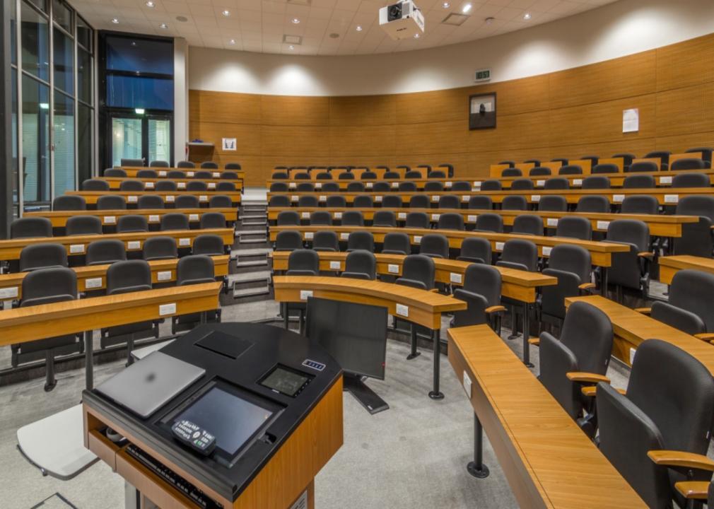 #41. Hamilton College An empty lecture hall.
