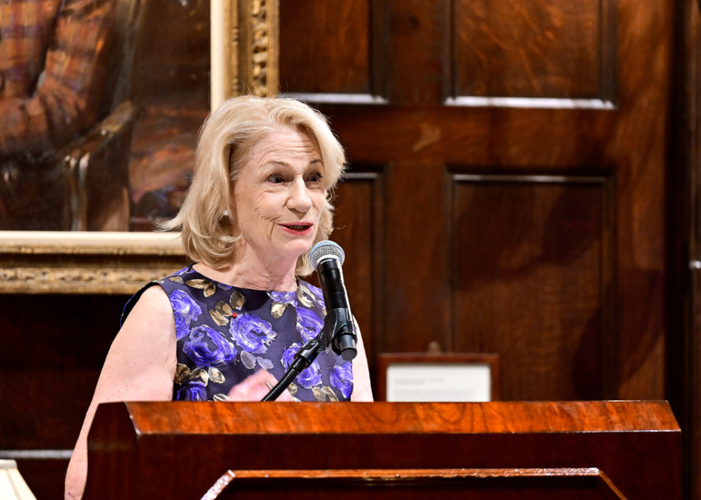 Marilyn Simons speaks onstage during Friends of IHES 25th Anniversary Celebration at Harvard Hall at the Harvard Club.