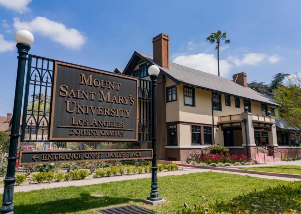 #49. Mount Saint Mary's University Los Angeles Mount Saint Mary's University sign and campus.