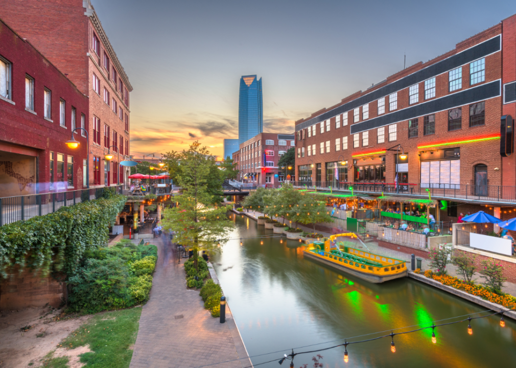 The neighborhood of Bricktown in Oklahoma City, Oklahoma.