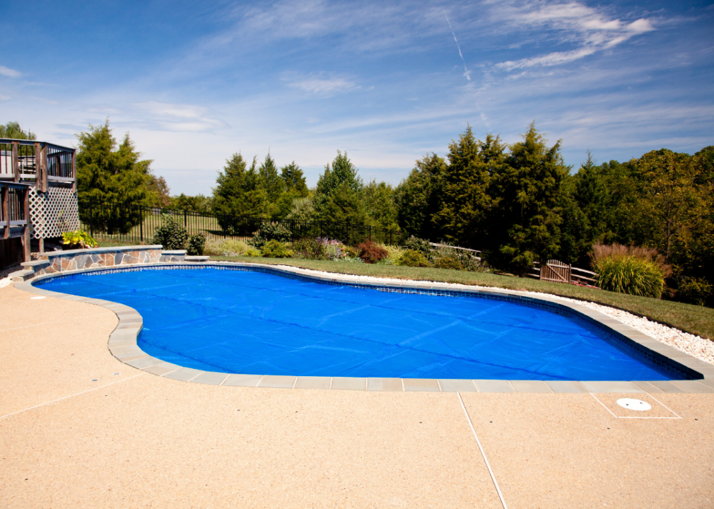 A pool with a cover.