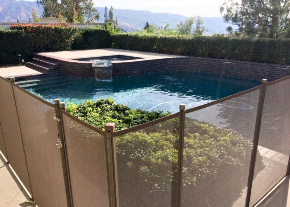 A pool with a safety fence.