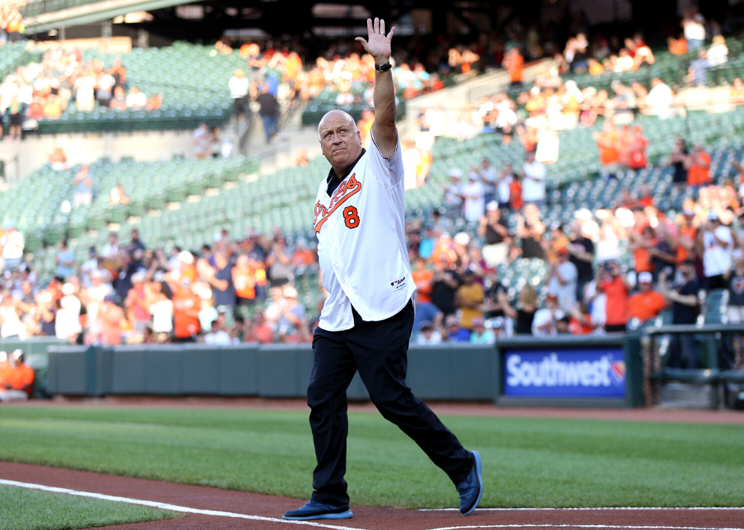 Cal Ripken Jr. waves to the crowd at Oriole Park at Camden Yards.